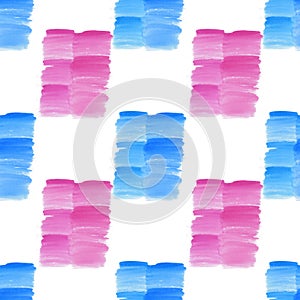 Abstract beautiful bright transparent beautiful textured summer blue and pink spots blots pattern watercolor hand illustration