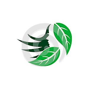 abstract beautiful lady nature leaves logo icon