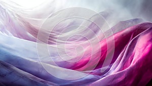 Abstract Beautiful silk pastel pink violet white cloth floating flying in the air on digital art concept.