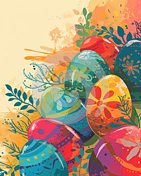 Abstract beautiful spring colours easter eggs background. vertical mobile position