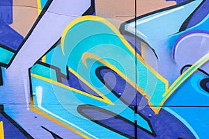 Abstract beautiful street art colorful graffiti style closeup. concept of modern design, iconic urban culture youth