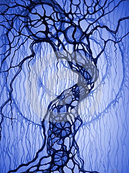 Abstract beautiful tree with blue moon, for design element background or illustration