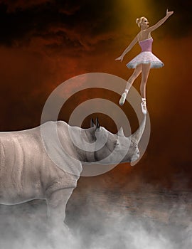 Abstract Beauty, Beast, Ballerina, Dance, Rhino