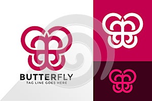 Abstract Beauty Butterfly Line Art Logo Design, Brand Identity Logos Designs Vector Illustration Template