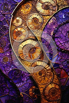 Abstract Beauty: A Closeup Exploration of a Purple and Gold Mosa