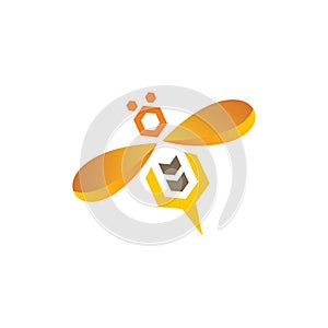 abstract bee fly stylish logo icon