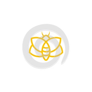 Abstract Bee Logo design vector template. Outline icon, Creative bee logo concept, vector logo illustration.