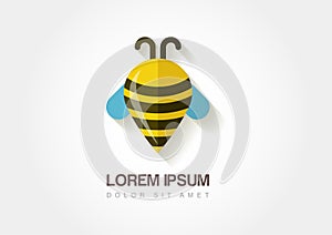 Abstract bee symbol. Stylized waypoint. Vector logo icon template. photo