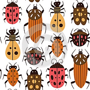 Abstract Beetles Seamless Pattern