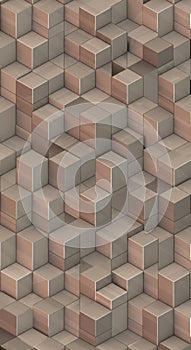 Abstract Beige and Brown Cubes Geometric Pattern