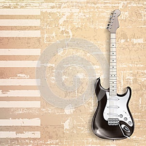 Abstract beige grunge piano background with electric guitar