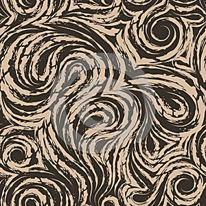 Abstract beige vector texture made of smooth spirals and loops. Fiber of wood or marble twisted pattern. Waves or