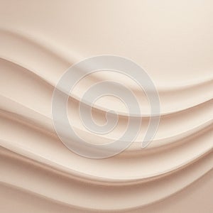 Abstract beige waves create a smooth, flowing pattern. The design features layered