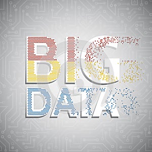 Abstract big data background with binary code and circuit board.