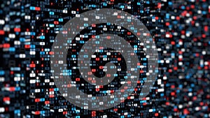 Abstract big data, digital code, futuristic informational technological computer generated display, seamless loop