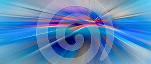 Abstract big data, speed, colorful fibers, rays background in blue and red color. 3D Illustration