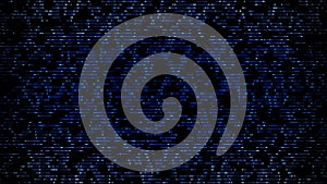 Abstract big data visualization. Blue flow of data as numbers strings. Information code representation. Cryptographic