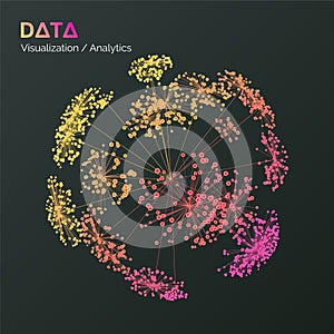 Abstract big data visualization. Visual information complexity. Information clustering representation