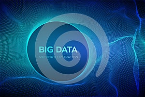 Abstract bigdata science background. Circle grid wave. Big data innovation technology. Blockchain network analysis. Ai tech