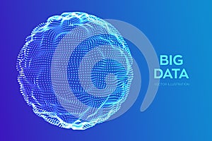 Abstract bigdata science background. Sphere grid wave. Big data innovation technology. Blockchain network analysis. Ai tech