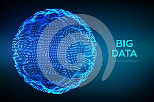 Abstract bigdata science background. Sphere grid wave. Big data innovation technology. Blockchain network analysis. Ai tech