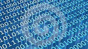 Abstract binary code background in bright blue color