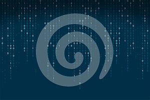 Abstract binary code background. Falling, streaming binary code background.