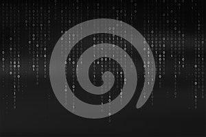 Abstract binary code background. Falling, streaming binary code background.