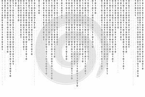 Abstract binary code background. Falling, streaming binary code background.