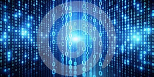Abstract binary code blue background alien code AI Generative