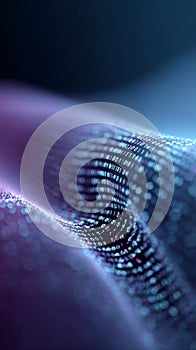 Abstract binary code data stream flowing across digital wave