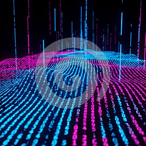 Abstract Binary Code Landscape in Dark Background