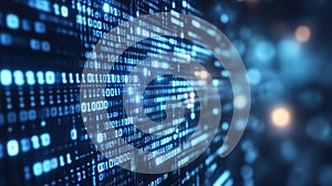 Abstract Binary Code Matrix Illuminated Circuits in a Digital Background