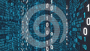 Abstract binary code pattern in blue and black