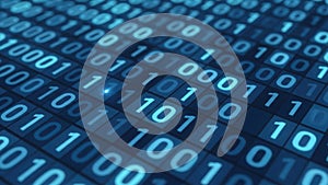 Abstract binary code pattern on dark blue background