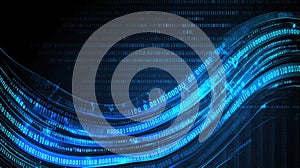 Abstract Binary Code Stream with Futuristic Digital Flow, Data Transfer and Cybersecurity Concepts