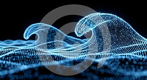 Abstract Binary Code Waves Digital Ocean of Data