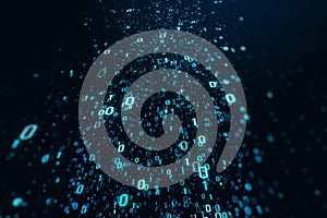 Abstract binary coding on background. Matrix and security concept. 3D Rendering