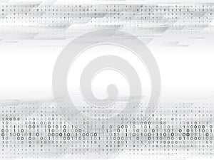 Abstract binary computer code. Hi tech digital technology on a grey background.