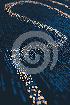 Abstract binary and digital data flowing in a mesmerizing pattern.