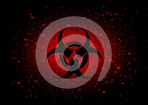 Abstract biohazard symbol dark red background