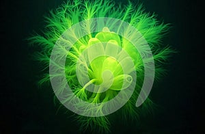 Abstract Bioluminescent Algae Glowing in the Deep