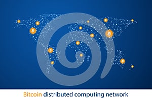 Abstract Bitcoin cryptocurrency wireframe global mesh background