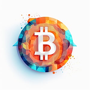 Abstract Bitcoin Logo With Colorful Polygonal Background