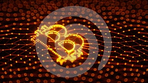Abstract Bitcoin Sign Built as an Array of Transactions in Blockchain Conceptual 3d Illustration
