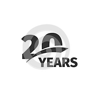 abstract black 20th anniversary logo on white background. 20 number logotype. Twenty years jubilee celebration