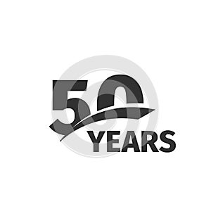 abstract black 50th anniversary logo on white background. 50 number logotype. Fifty years jubilee celebration