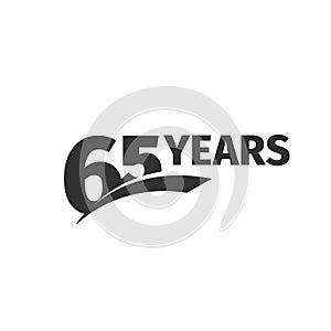 abstract black 65th anniversary logo on white background. 65 number logotype. Sixty -five years jubilee