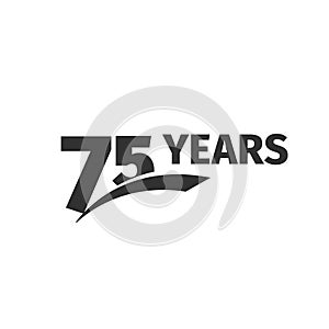 abstract black 75th anniversary logo on white background. 75 number logotype.Seventy -five years jubilee