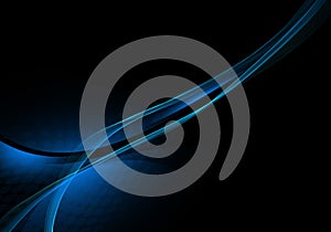 Abstract black background with blue dynamic lines and curves